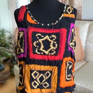 Vintage beaded tank with vibrant print
